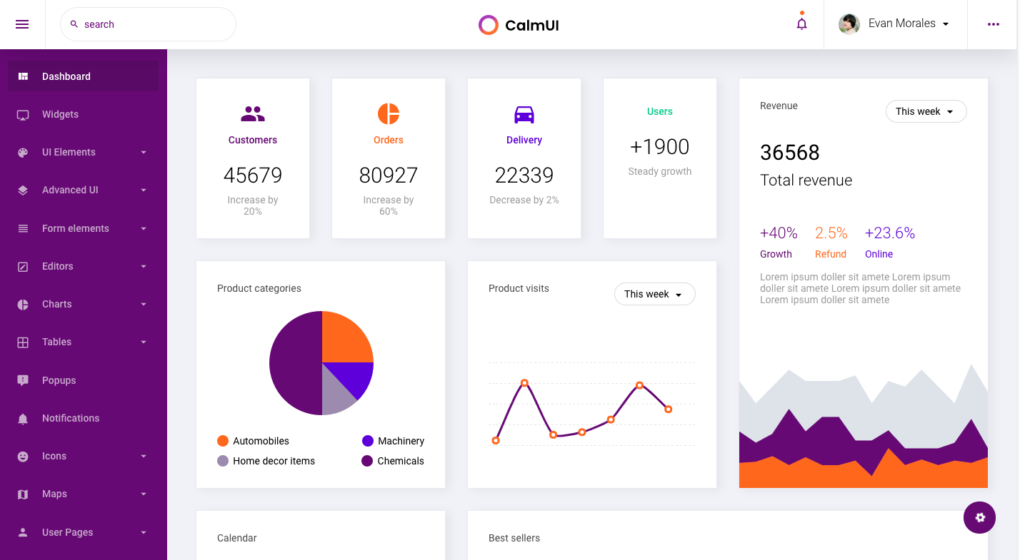 CalmUI Admin Panel