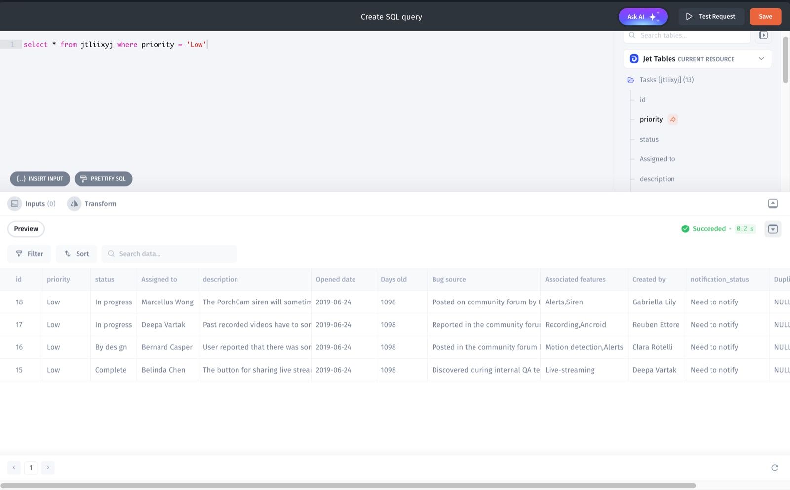 Jet Admin showing automatically detected relationships between database tables