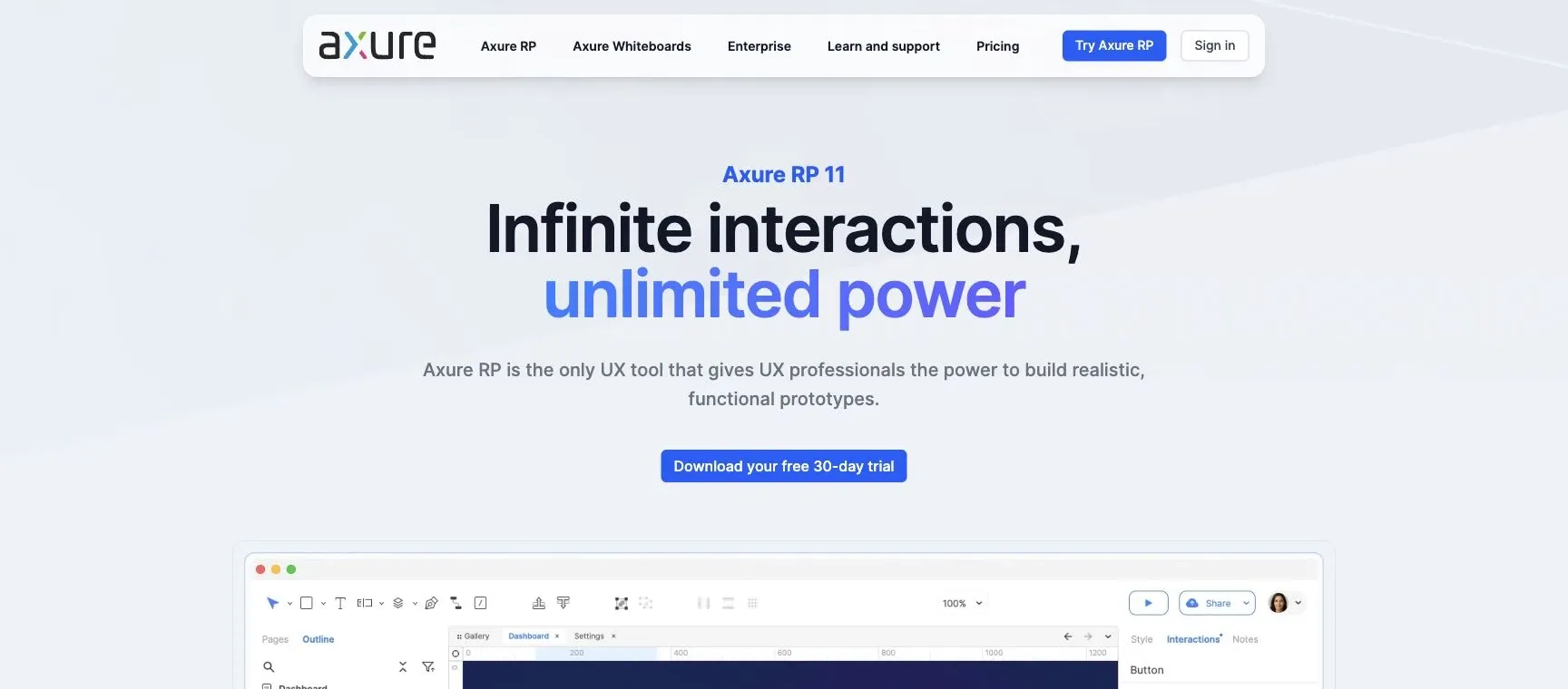 Axure RP — Official product website overview.