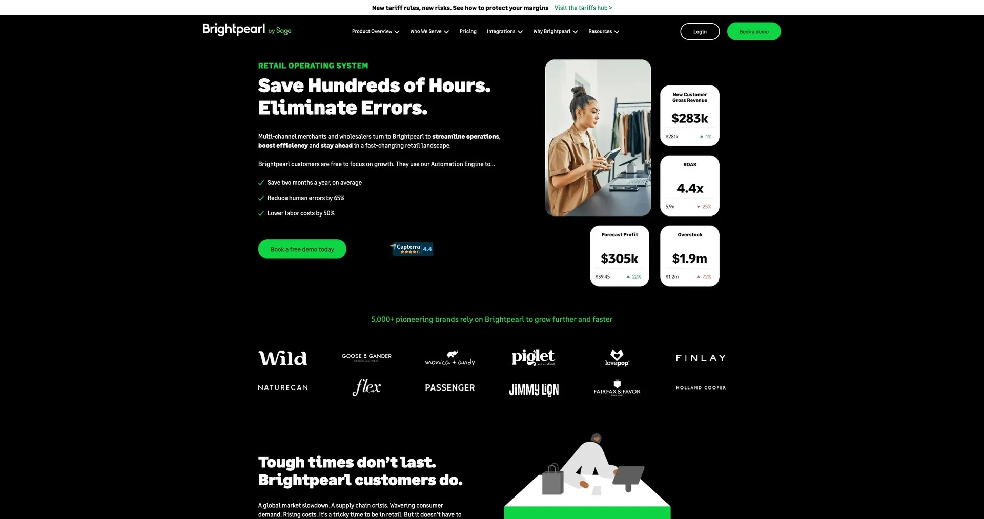 Brightpearl — Screenshot of the official product website.