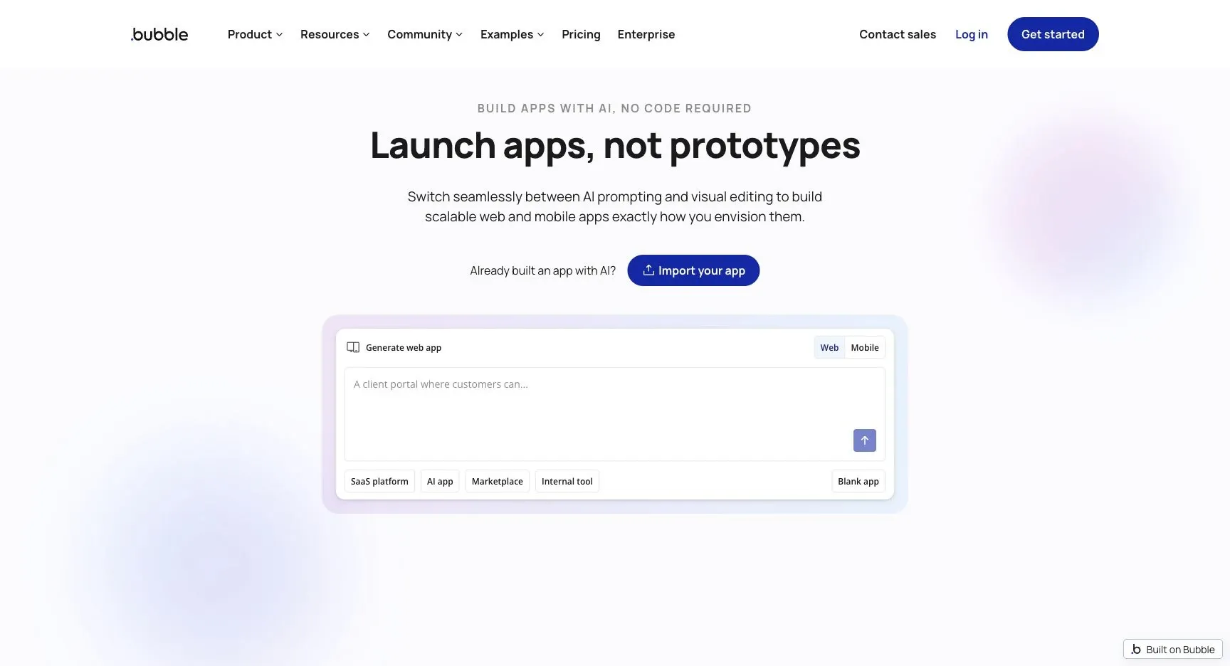 Bubble: Official product website overview.