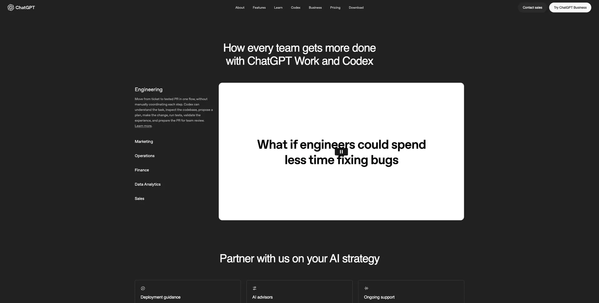 ChatGPT Enterprise — Screenshot of the official product website.
