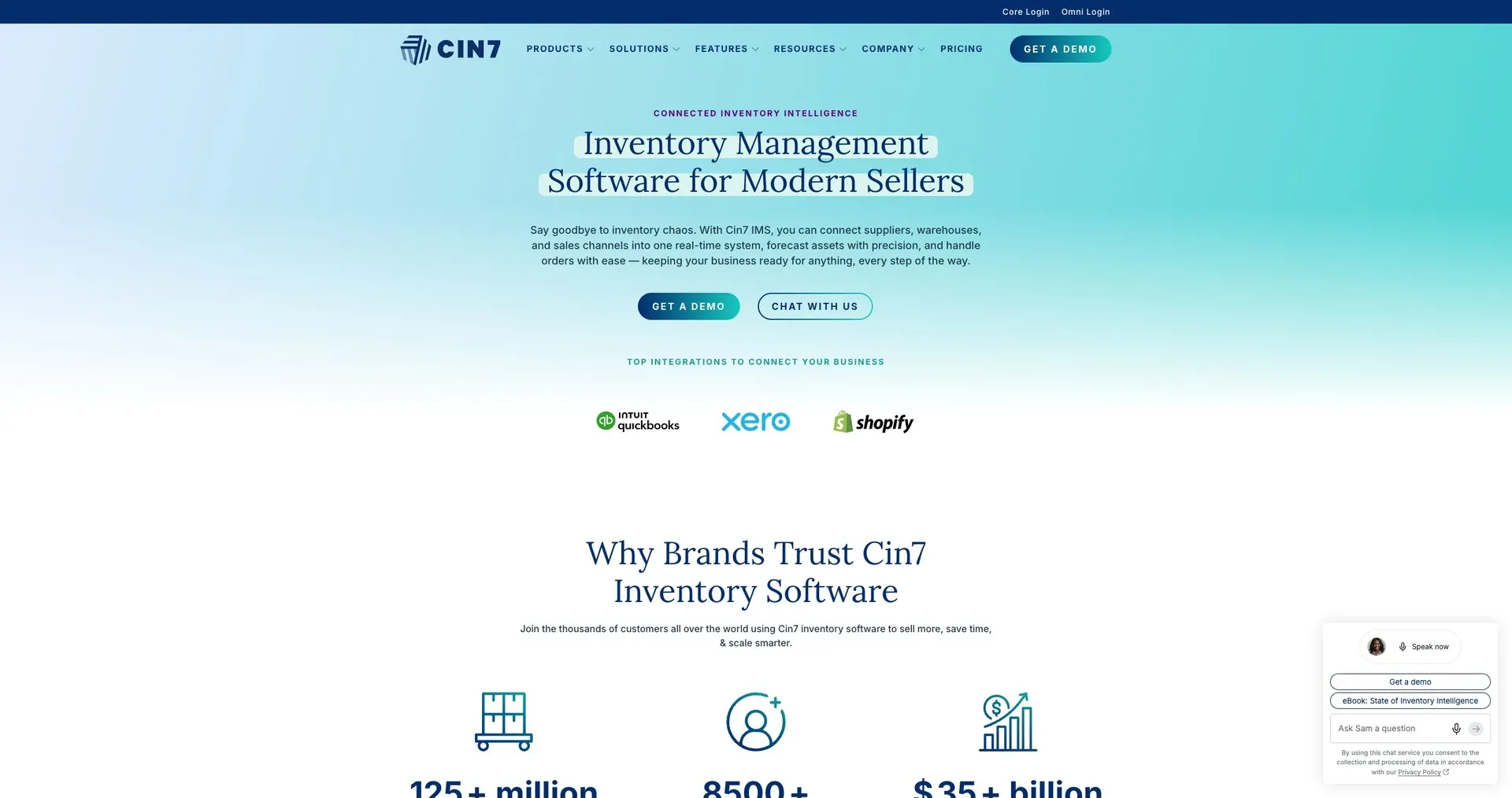 Cin7 — Screenshot of the official product website.