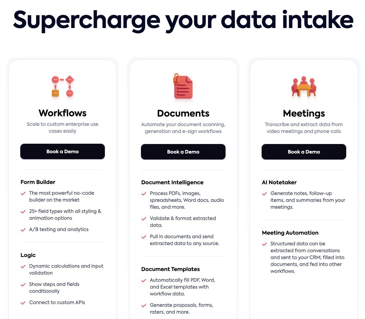Feathery Workflows, Documents, and Meetings: demo and quote offers