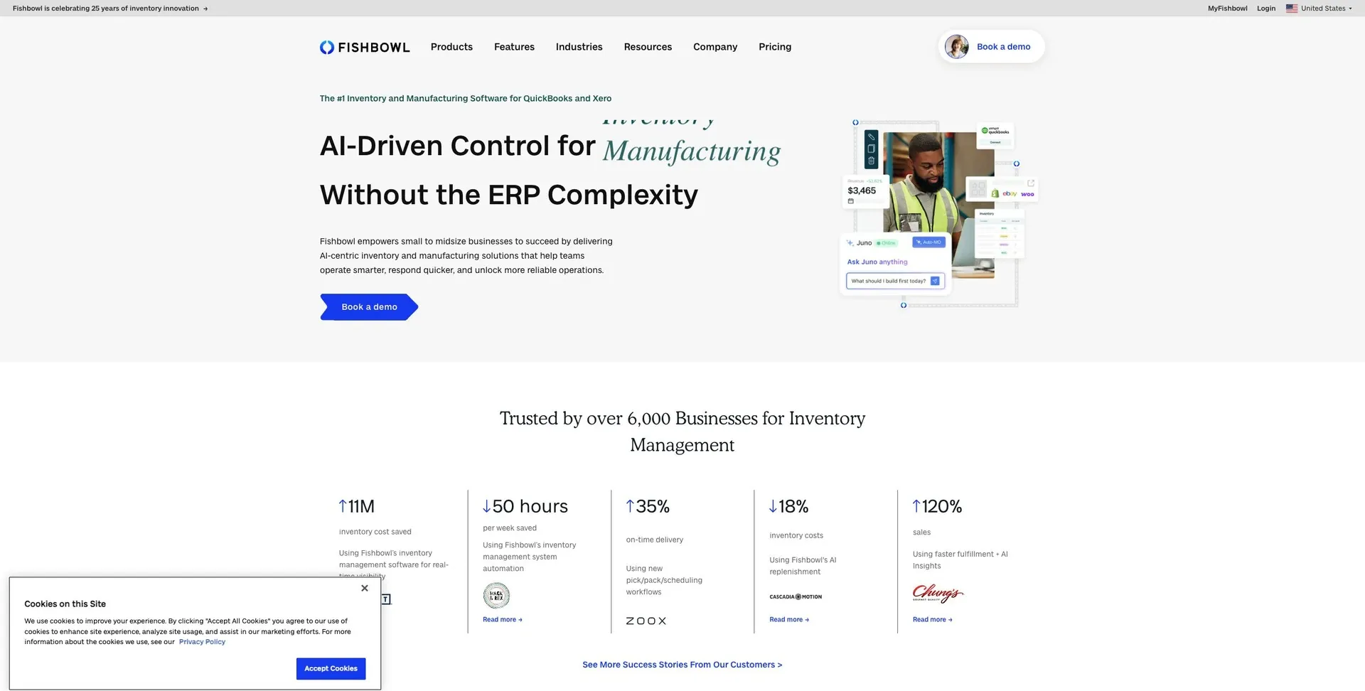 Fishbowl Inventory — Screenshot of the official product website.