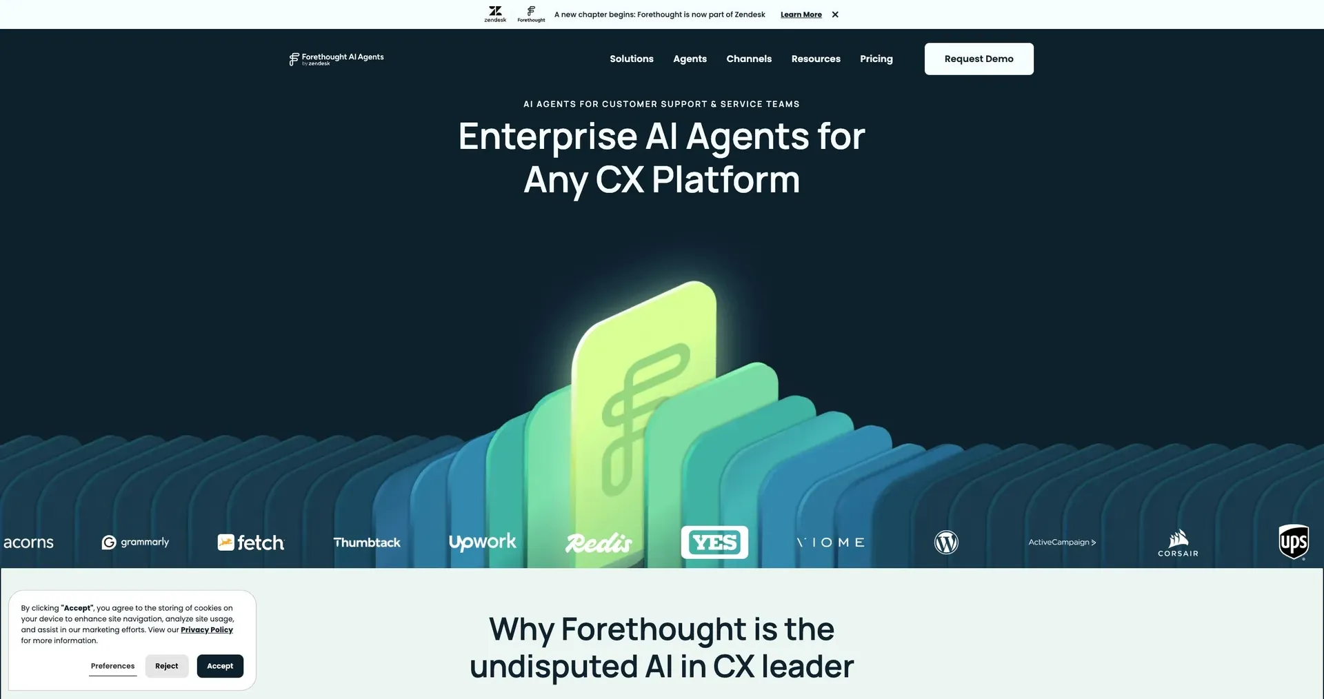 Forethought — Screenshot of the official product website.