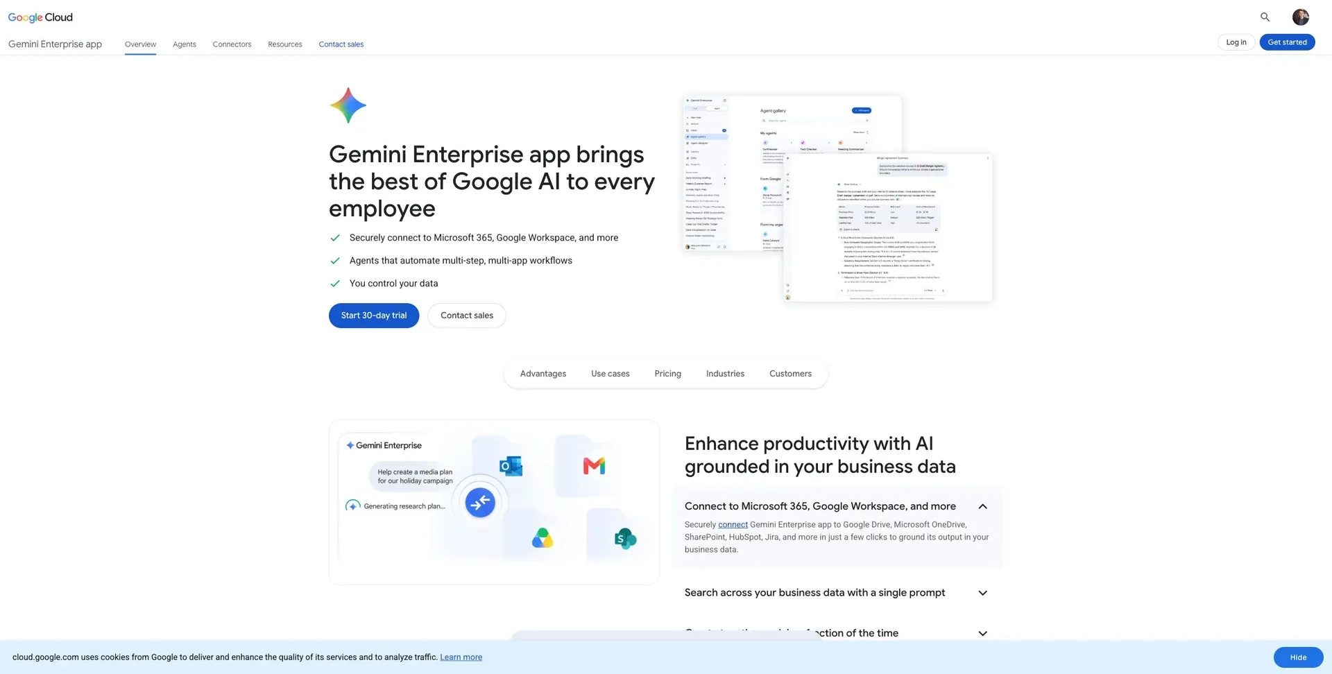 Google Gemini Enterprise — Screenshot of the official product website.