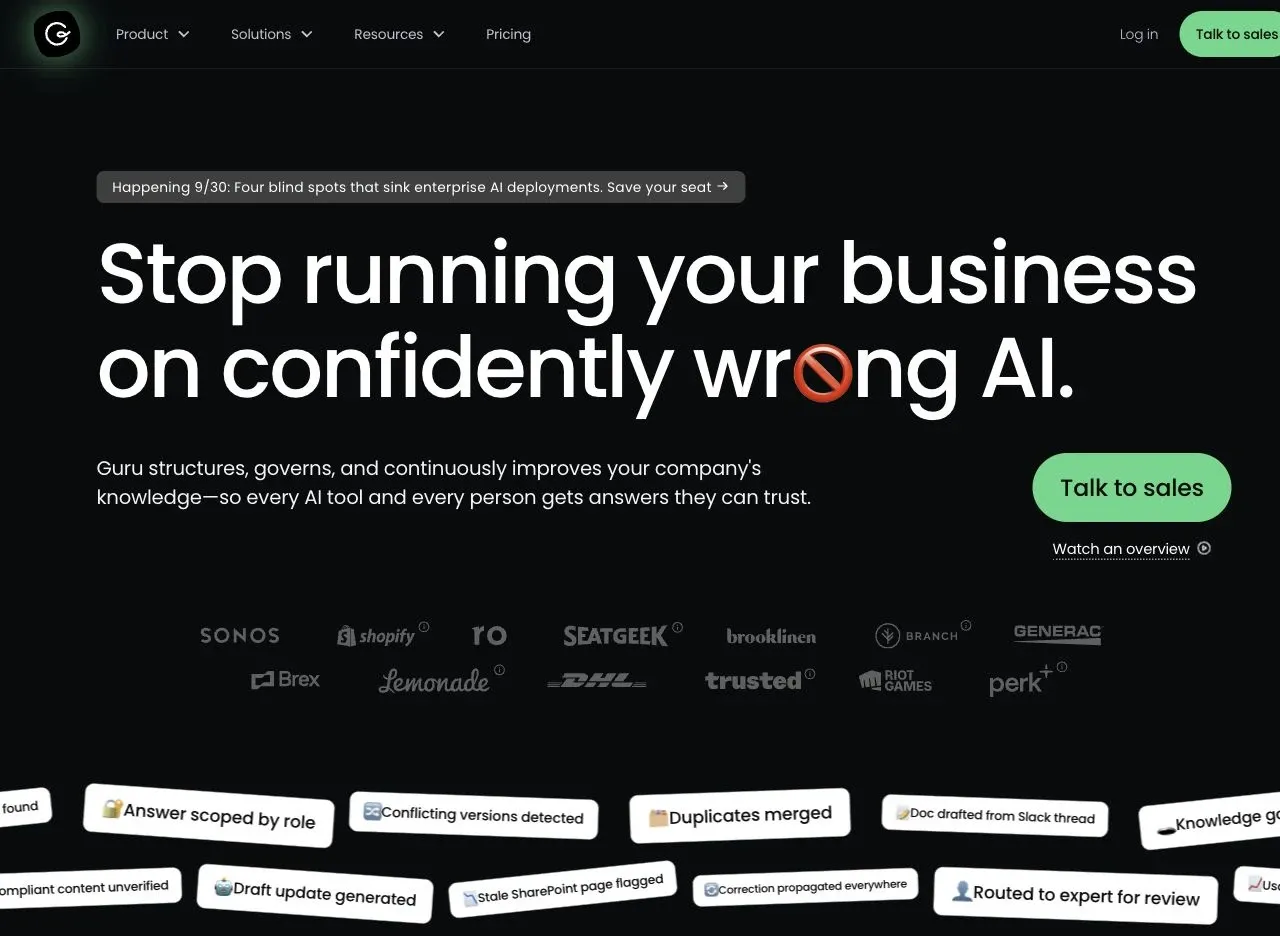 Guru — Official product website overview.