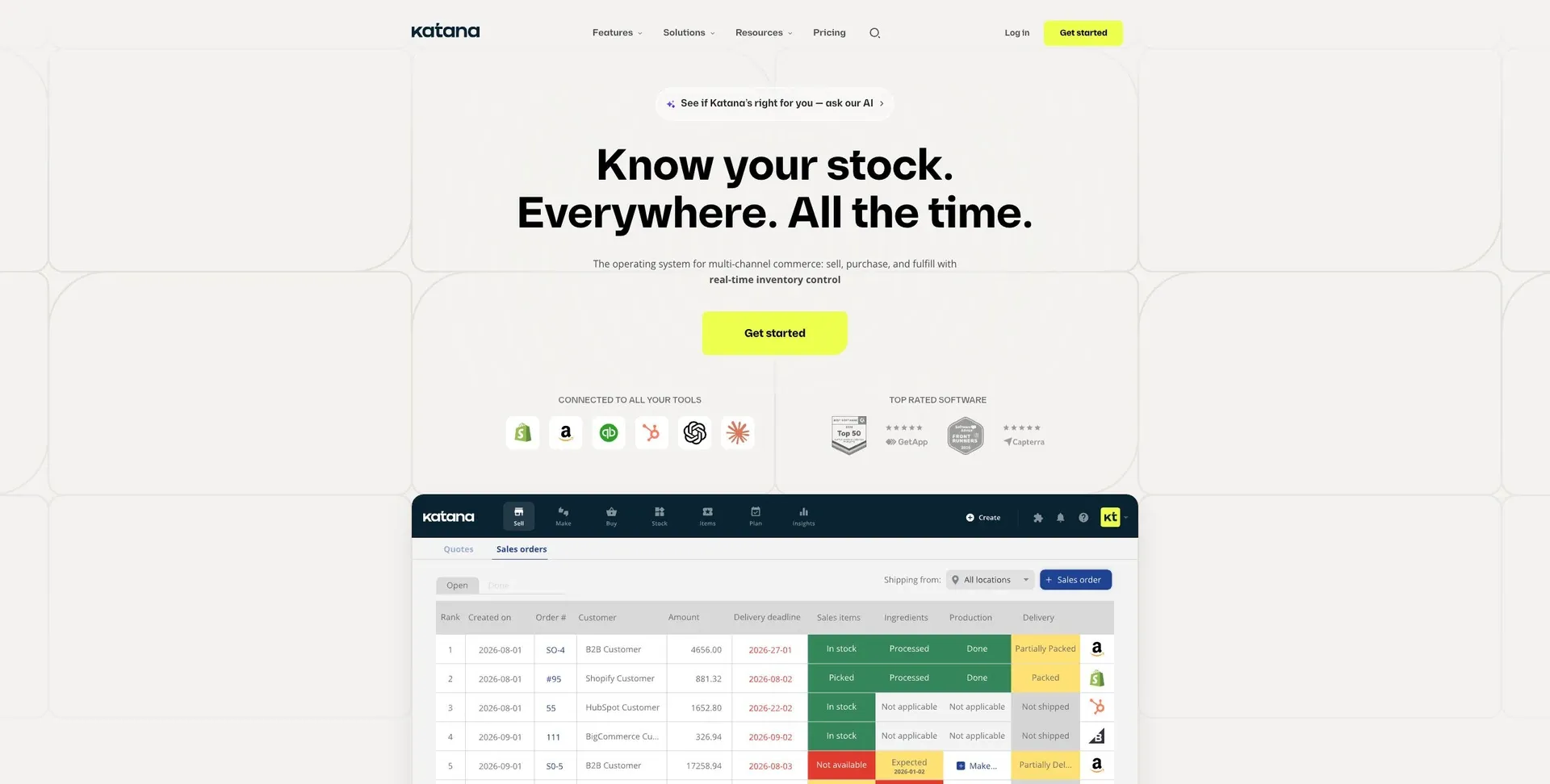 Katana — Screenshot of the official product website.