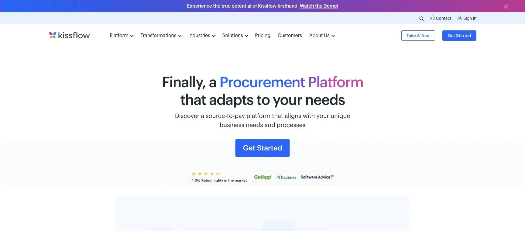 Kissflow Procurement Cloud — Official product website overview.