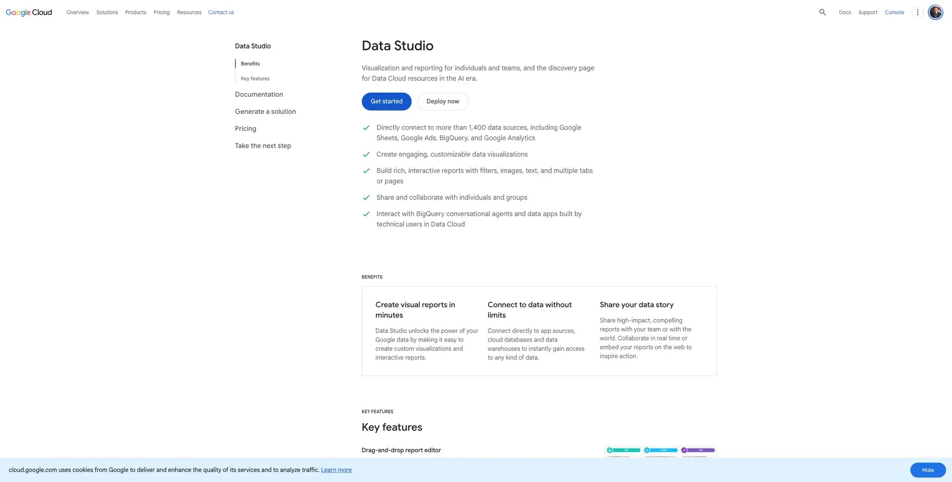 Looker Studio — Google’s current public Data Studio overview, reached from the Looker Studio product page.