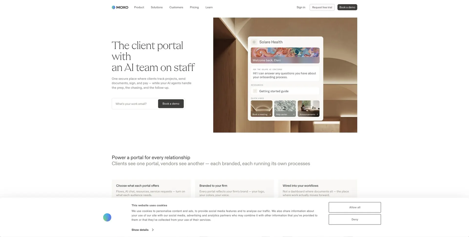 Moxo — Screenshot of the official product website.