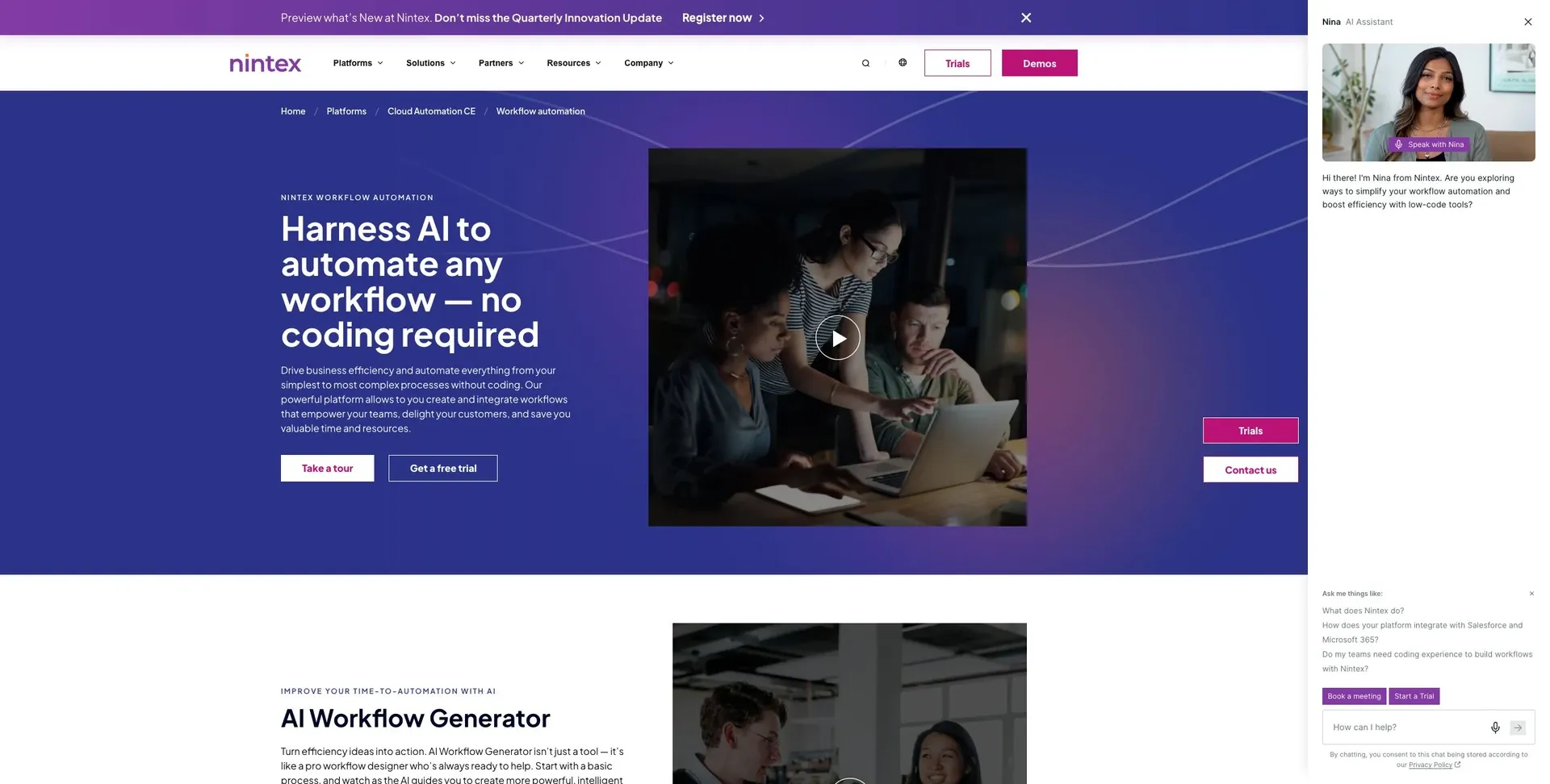 Nintex — Screenshot of the official product website.