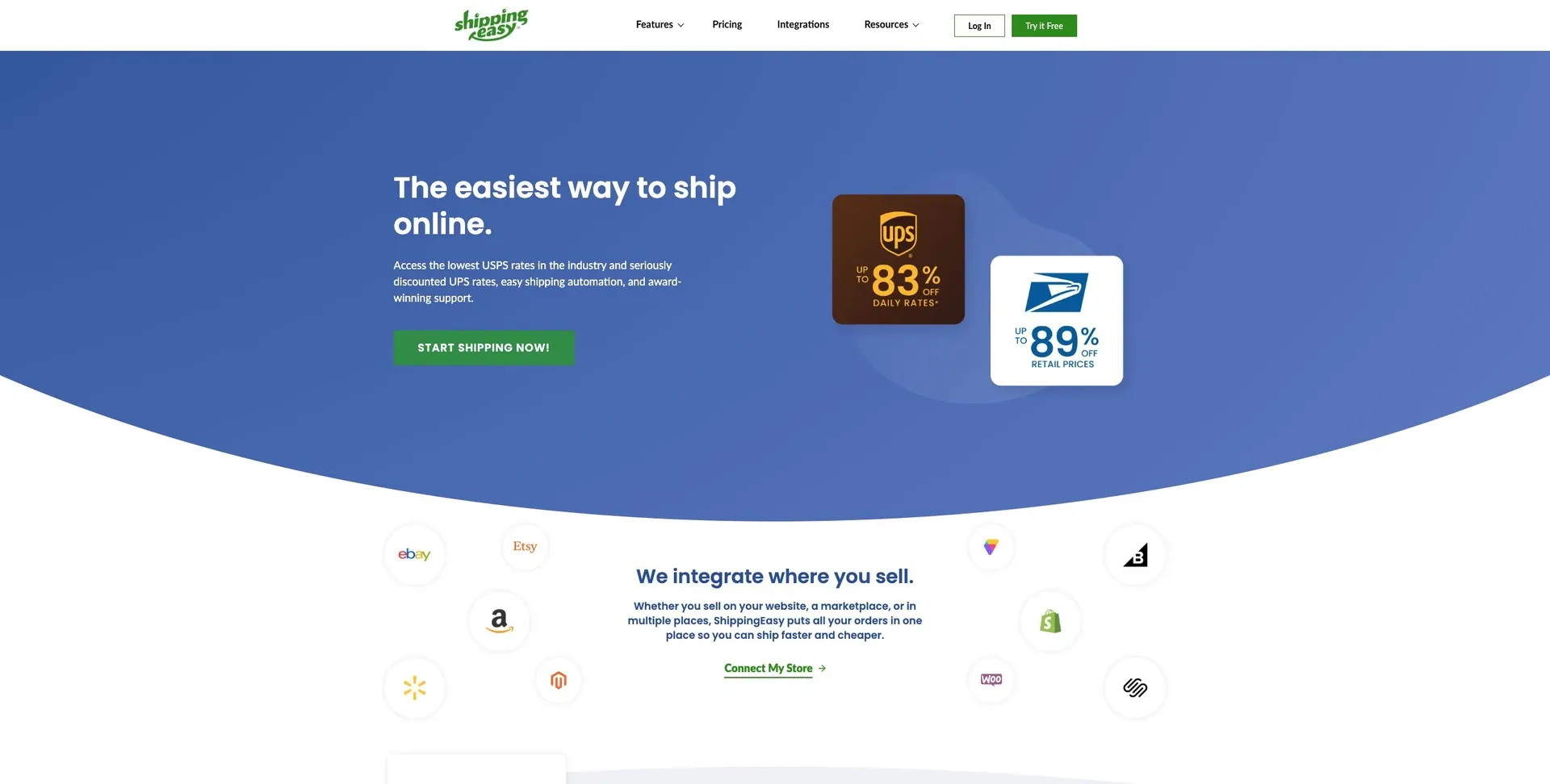 ShippingEasy — Screenshot of the official product website.