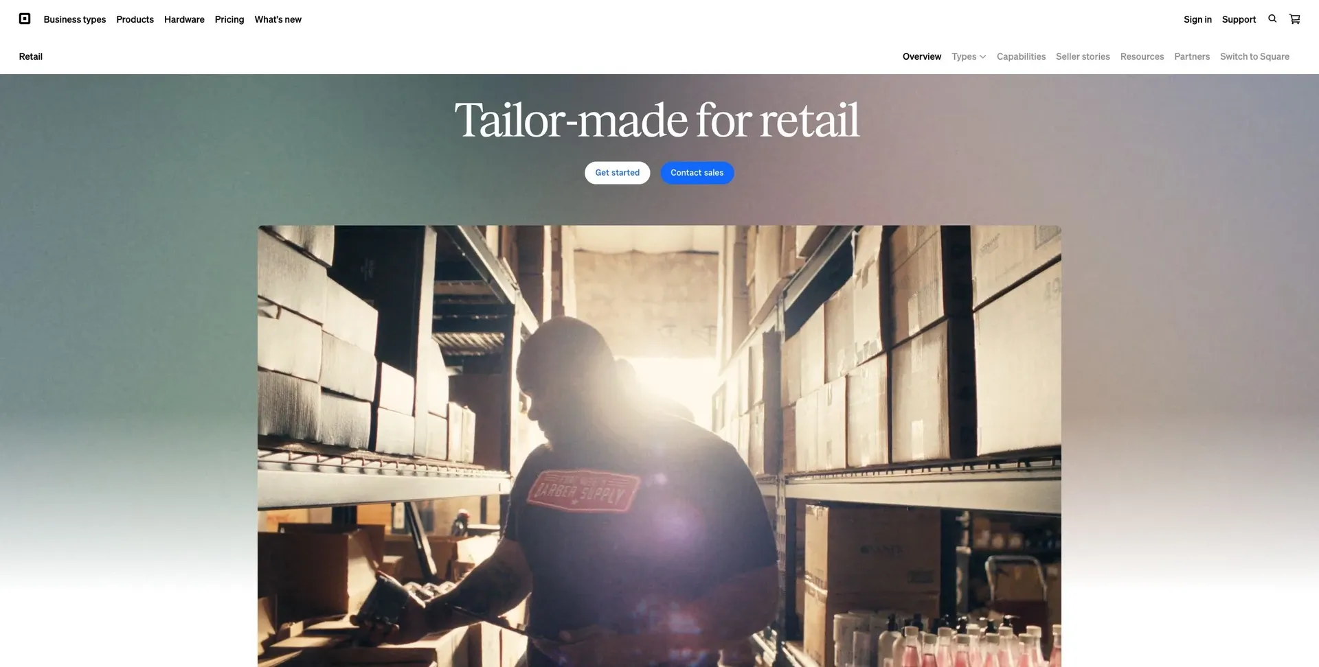 Square for Retail — Screenshot of the official product website.