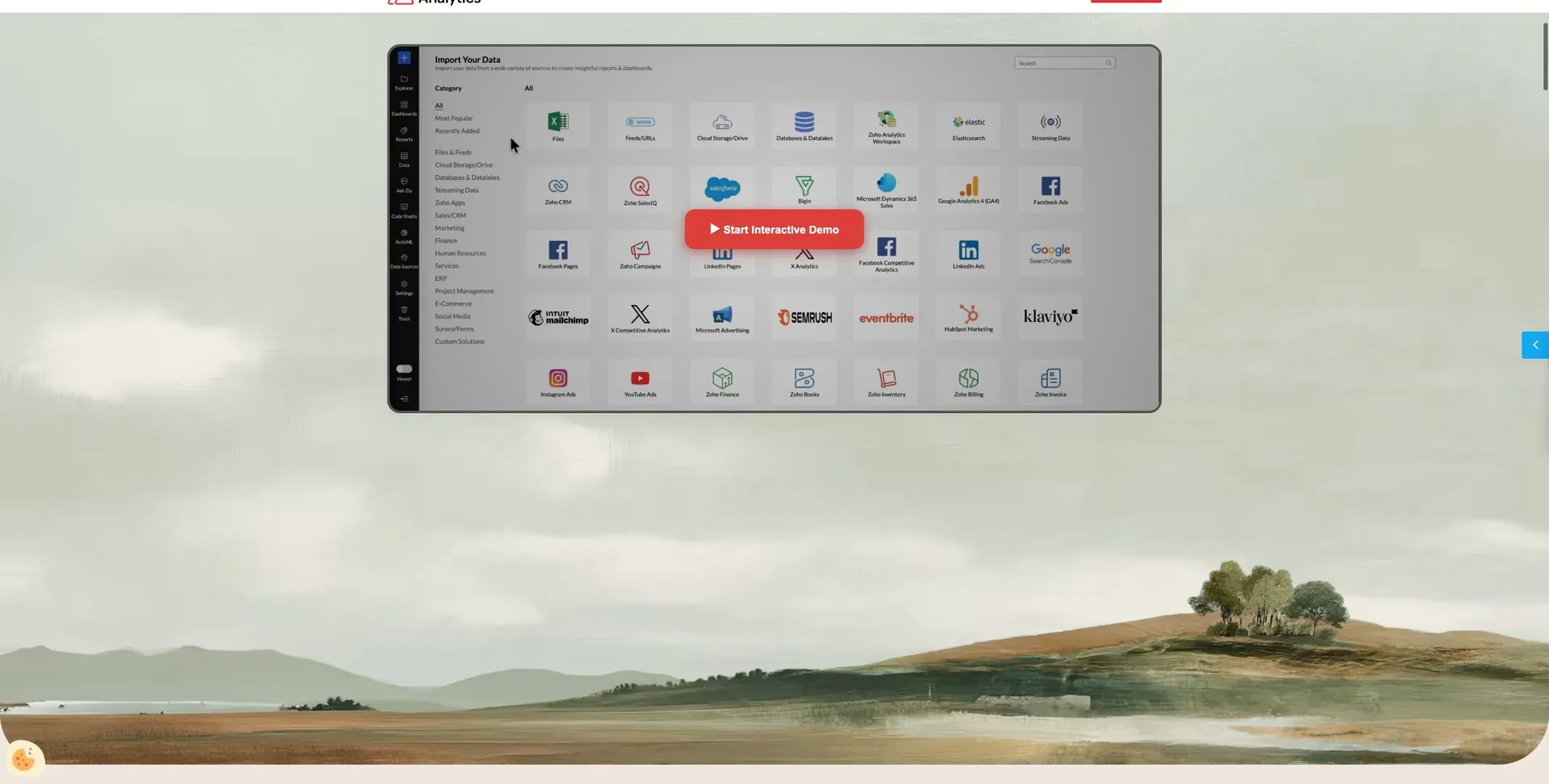 Zoho Analytics — Screenshot of the official product website.
