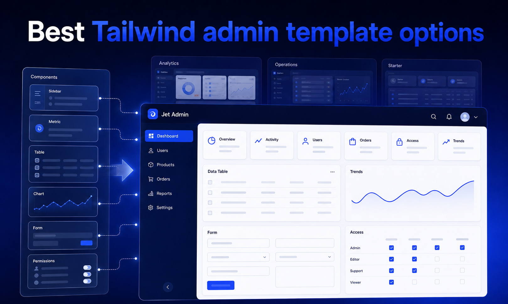 Best Tailwind admin template options in 2026 (and when to use Jet Admin instead)